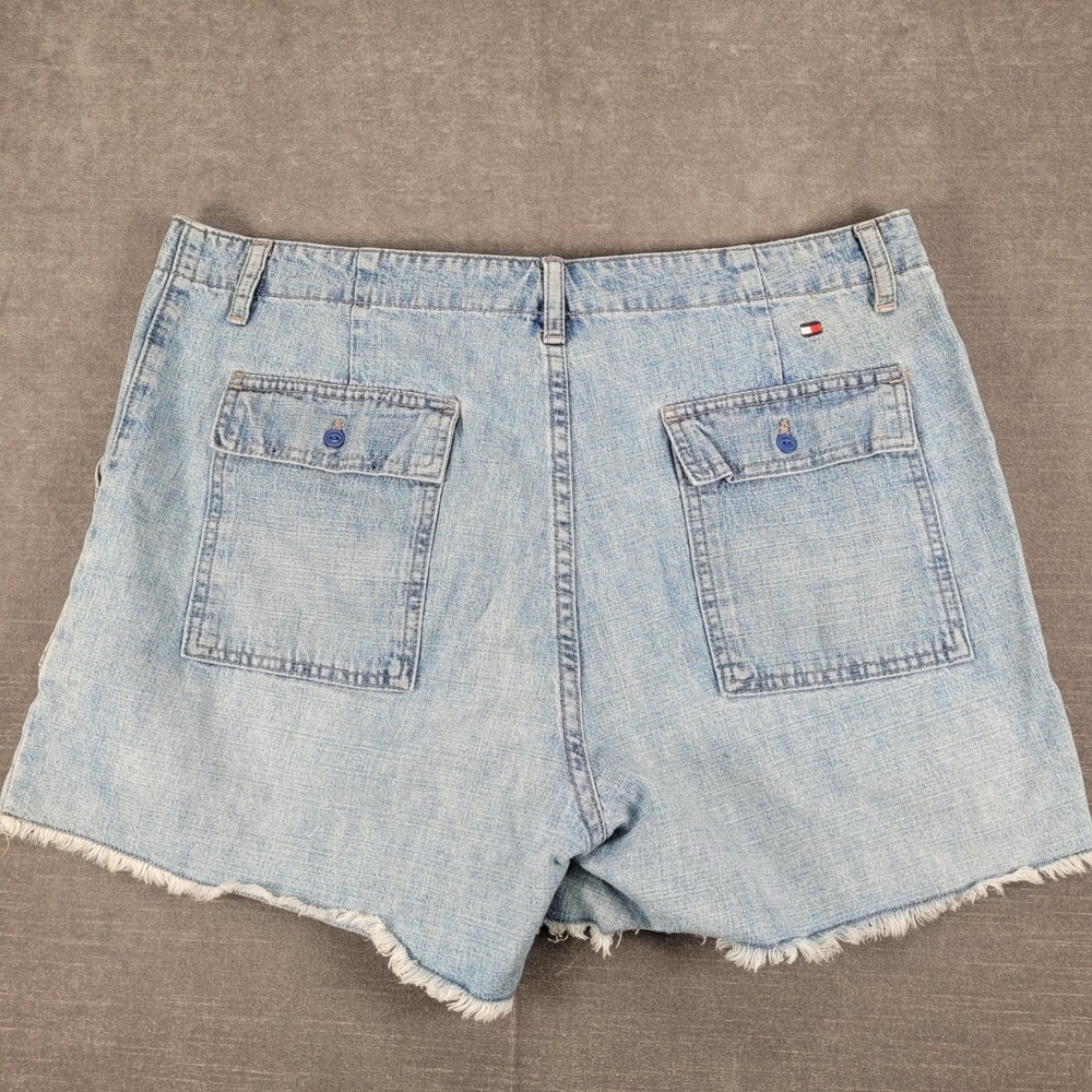 Tommy Hilfiger Y2K Denim Cut Off‎ Shorts Frayed Hem Pockets Blue Size 14
